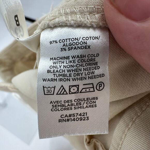 Loft Tan/Khaki Bermuda Shorts Womens Size 4 High Waisted Cuffed Stretch Slim Fit - Picture 7 of 9